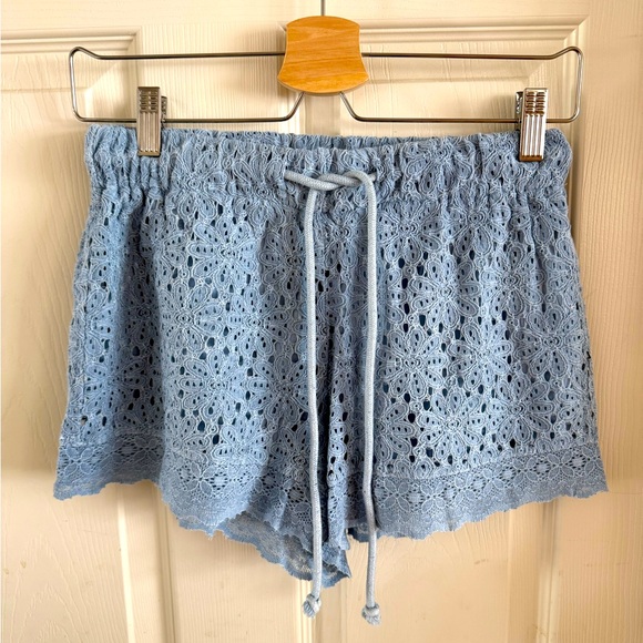Women's Lace Shorts in Light Blue - Picture 1 of 4